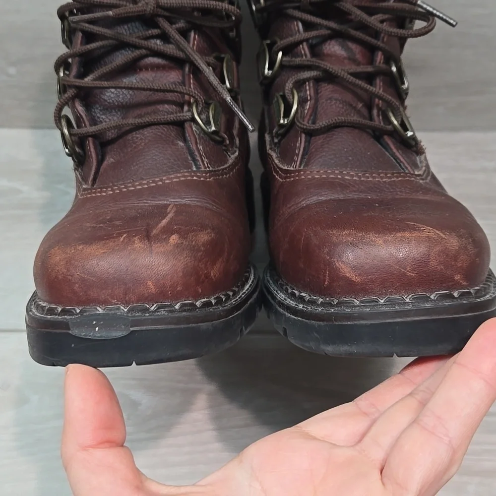 Vintage Sorel Women Y2K Brown Canada Leather Boots Shoes Square Toe Shoes Sz 8M